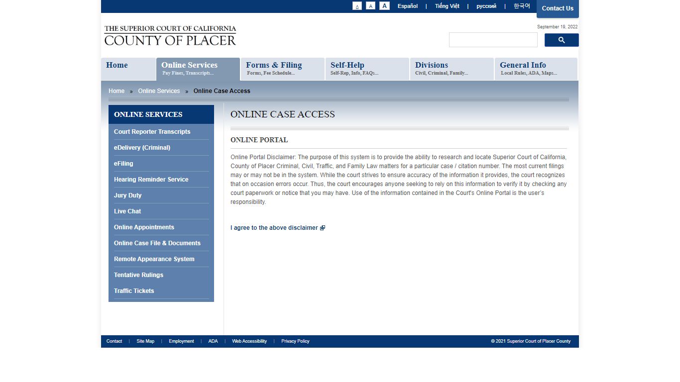 Case Access | Superior Court of California - County of Placer