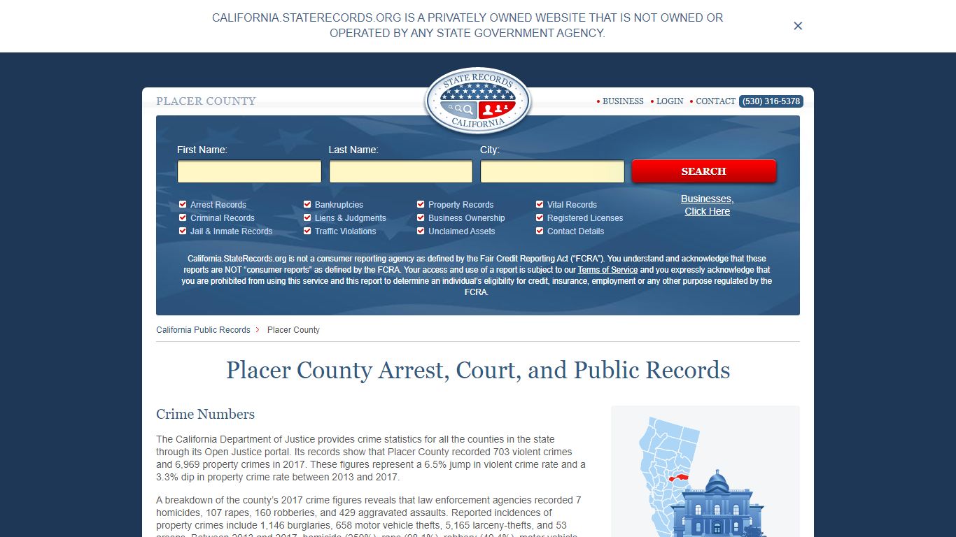 Placer County Arrest, Court, and Public Records