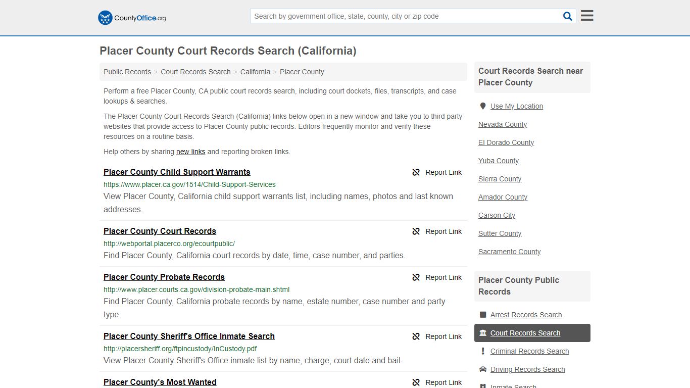 Placer County Court Records Search (California) - County Office